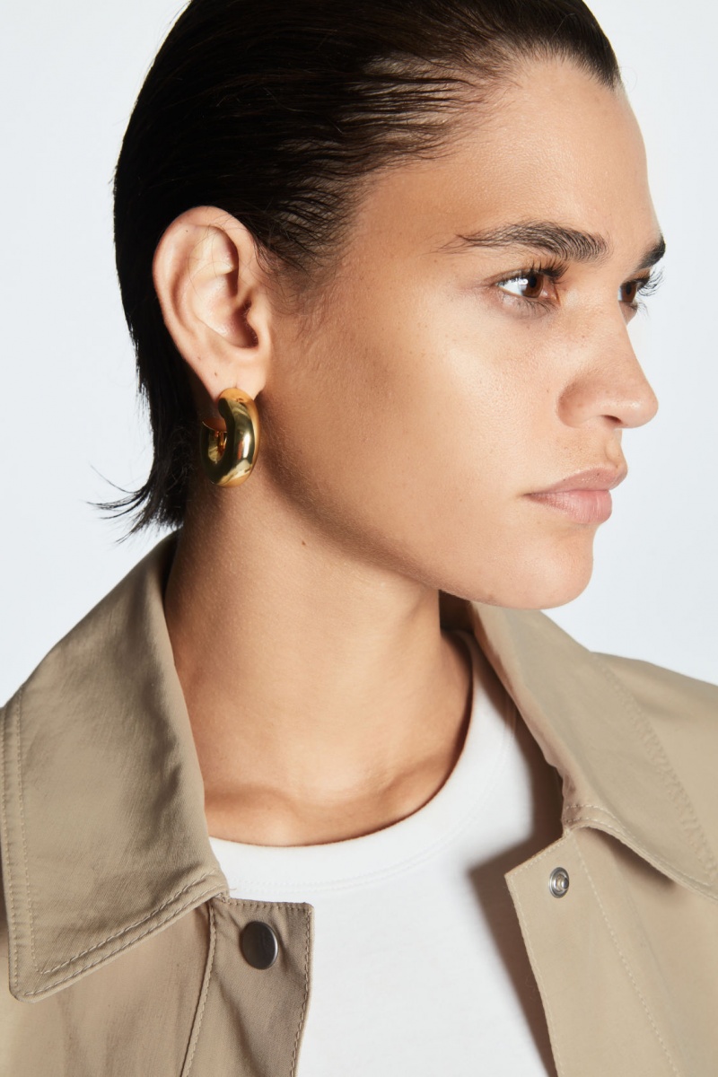 Women's COS Large Chunky Hoop Earrings Gold NZ-82NLJXITE