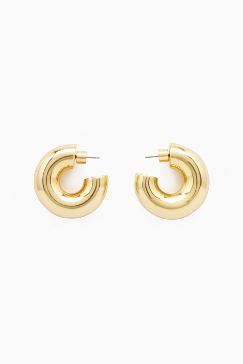 Women's COS Large Chunky Hoop Earrings Gold NZ-82NLJXITE
