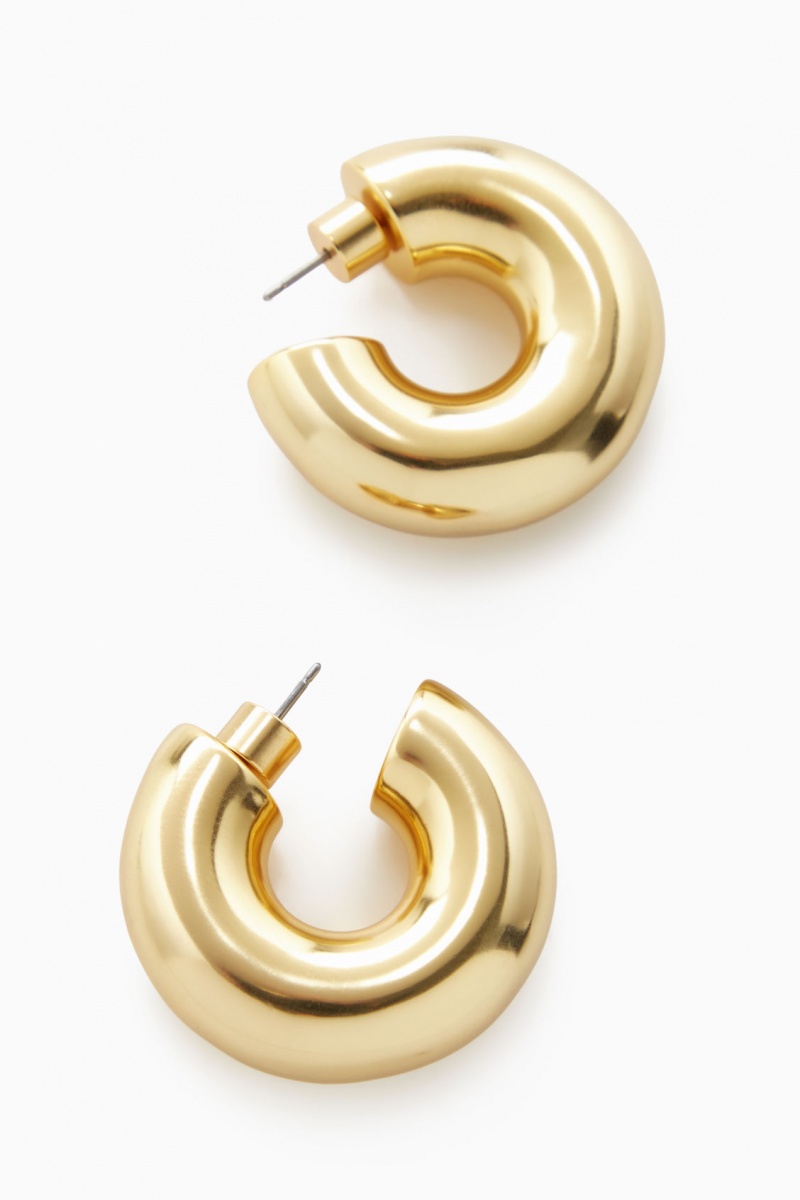 Women's COS Large Chunky Hoop Earrings Gold NZ-82NLJXITE