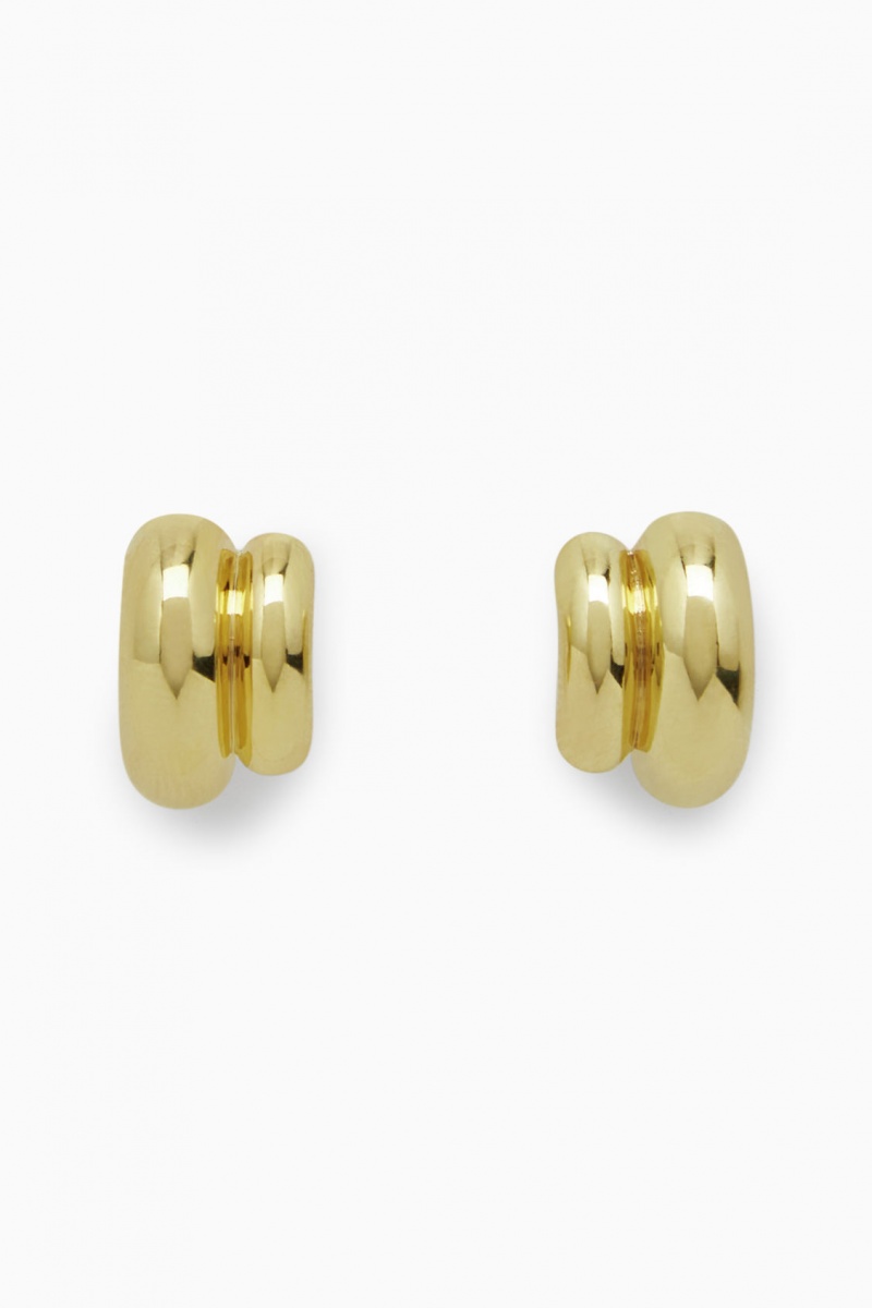 Women's COS Layered Stud Earrings Gold NZ-14ZWHGODR