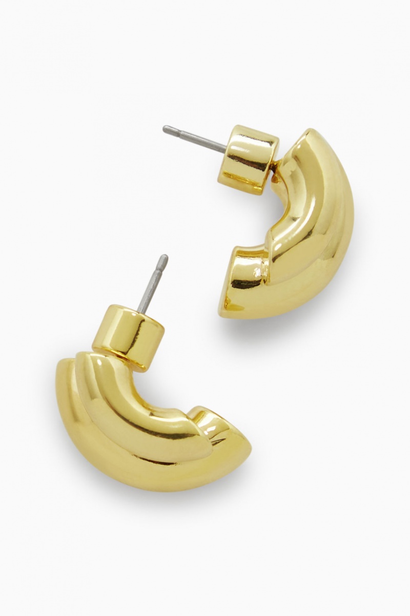 Women's COS Layered Stud Earrings Gold NZ-14ZWHGODR