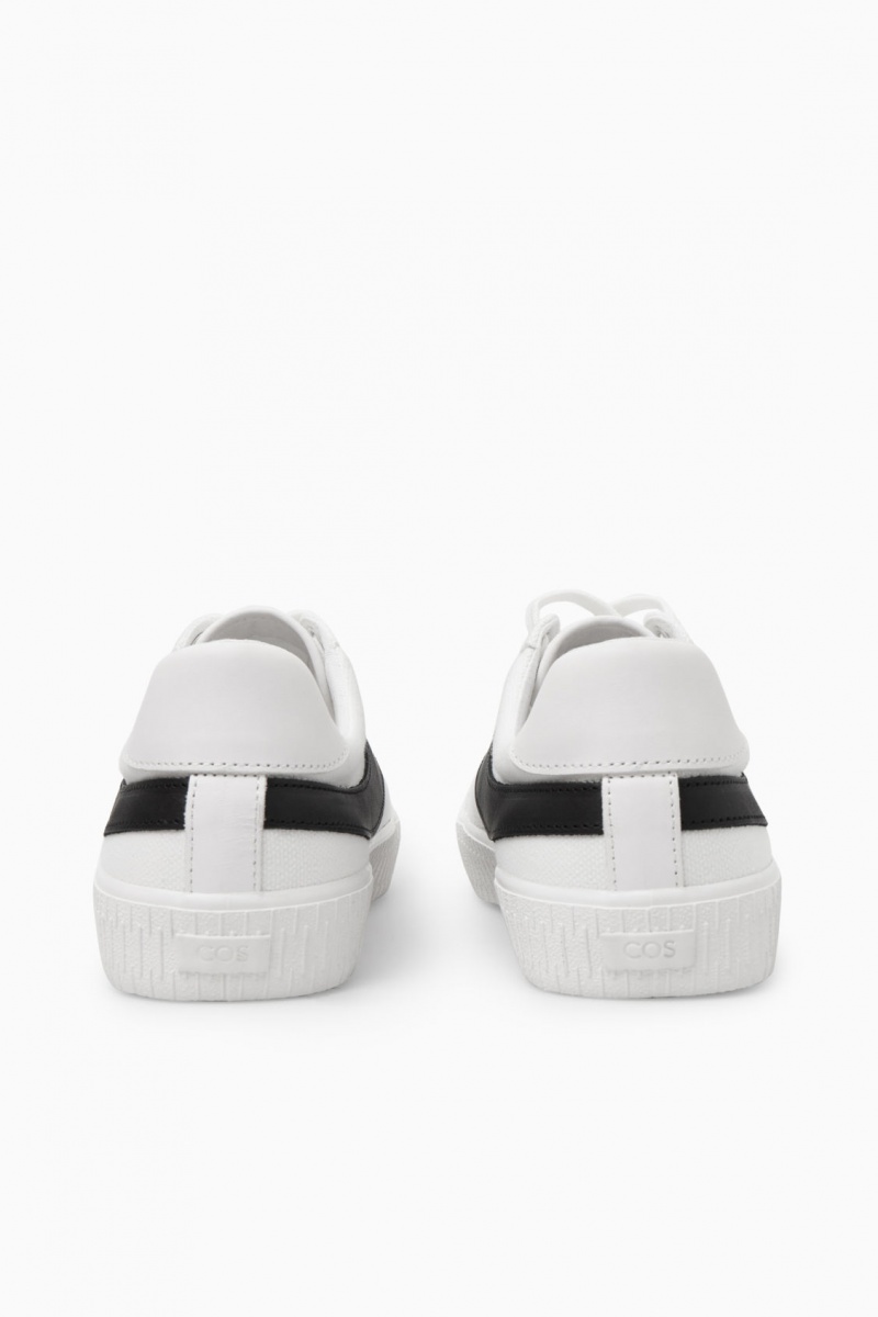 Women's COS Leather-Trimmed Canvas Sneakers White NZ-23MKGICXT