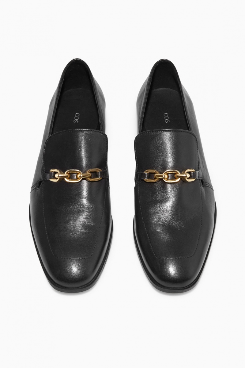 Women's COS Leather Chain Loafers Black NZ-75NHSLXOZ