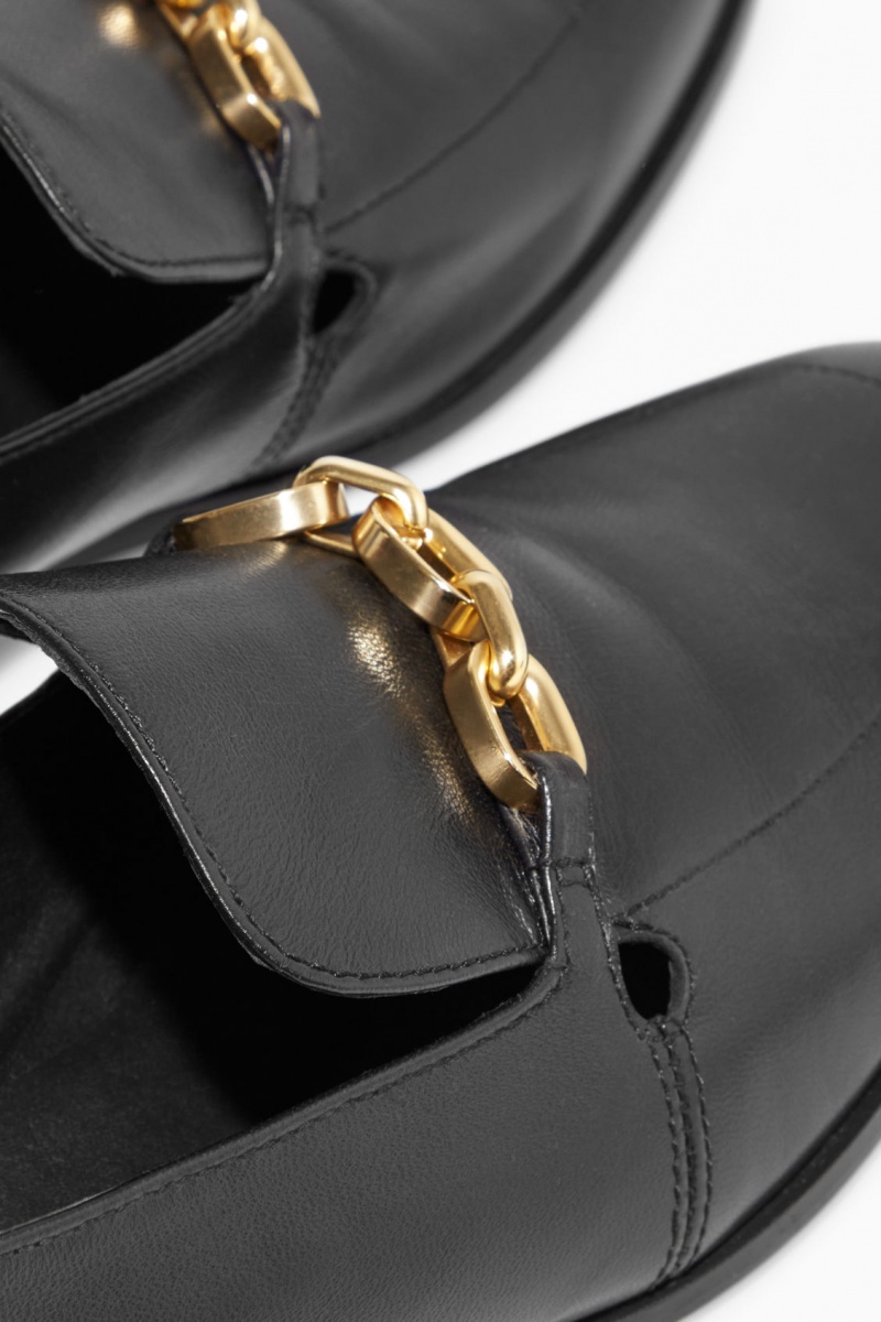 Women's COS Leather Chain Loafers Black NZ-75NHSLXOZ