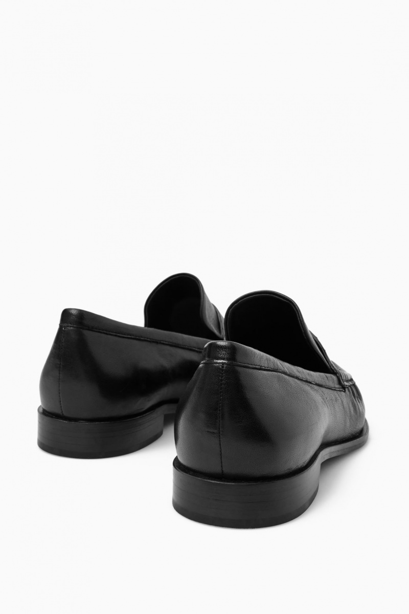 Women's COS Leather Loafers Black NZ-76UPZYKEF