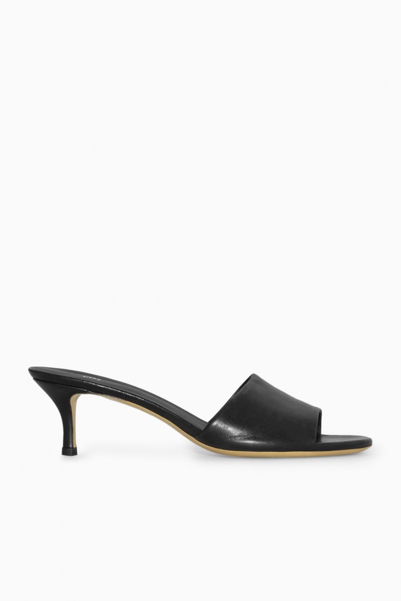 Women's COS Leather Mule Black NZ-06RAXUTLC