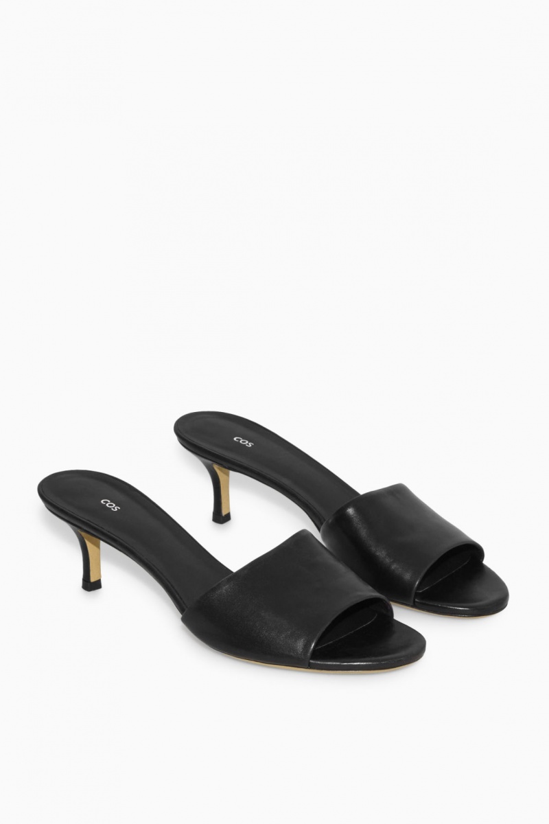 Women's COS Leather Mule Black NZ-06RAXUTLC