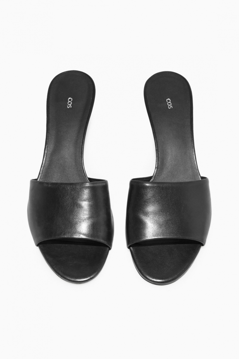 Women's COS Leather Mule Black NZ-06RAXUTLC