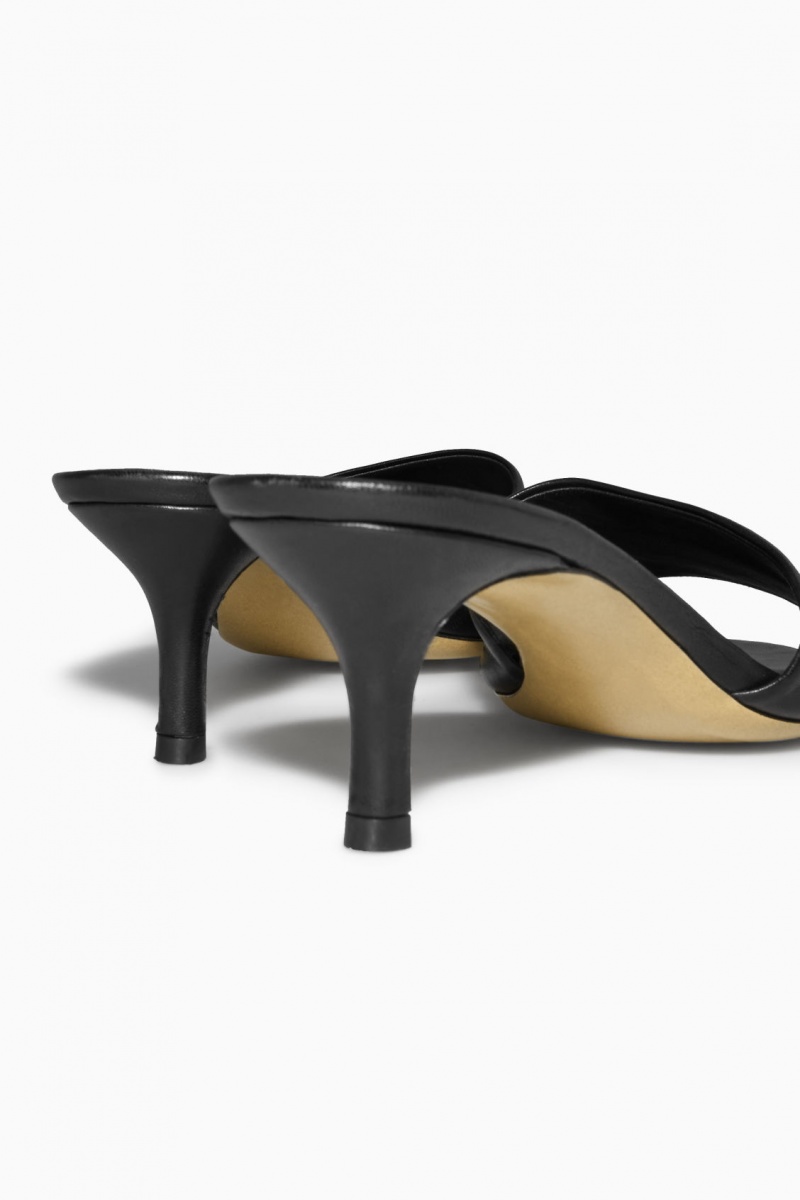 Women's COS Leather Mule Black NZ-06RAXUTLC