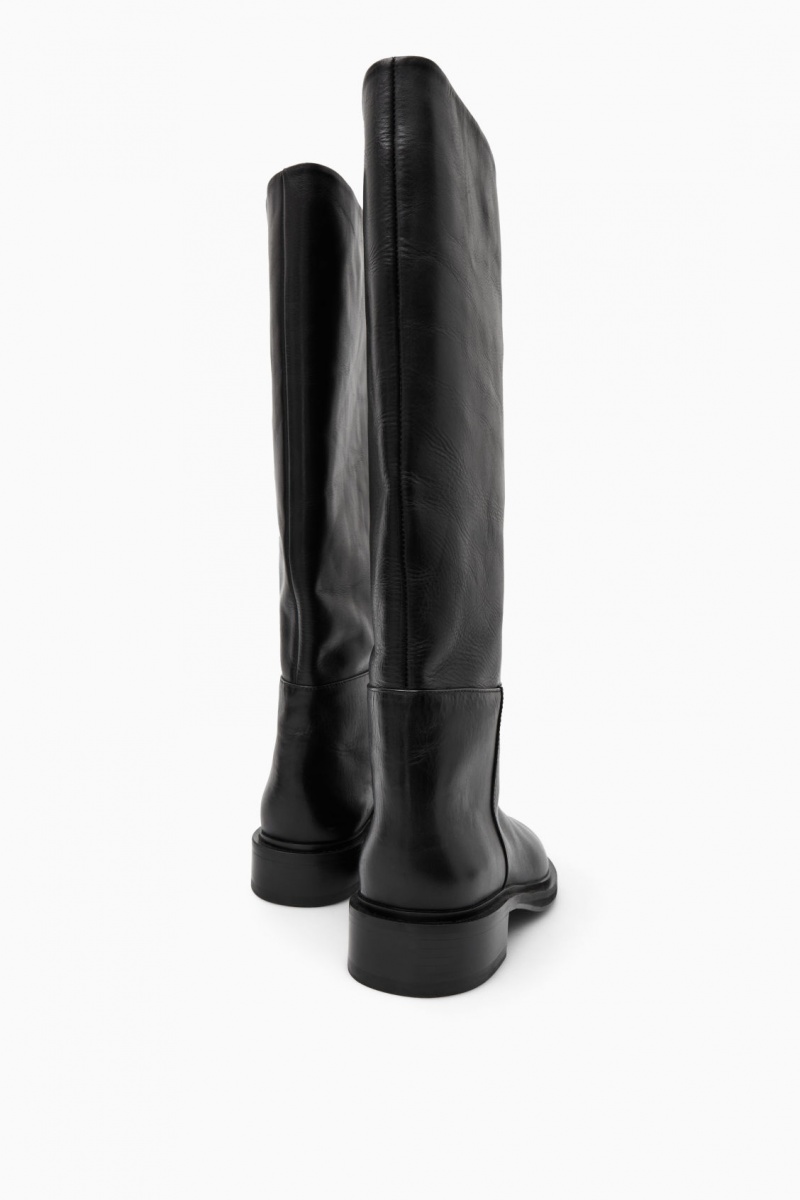 Women's COS Leather Riding Boots Black NZ-84XCSAHIY