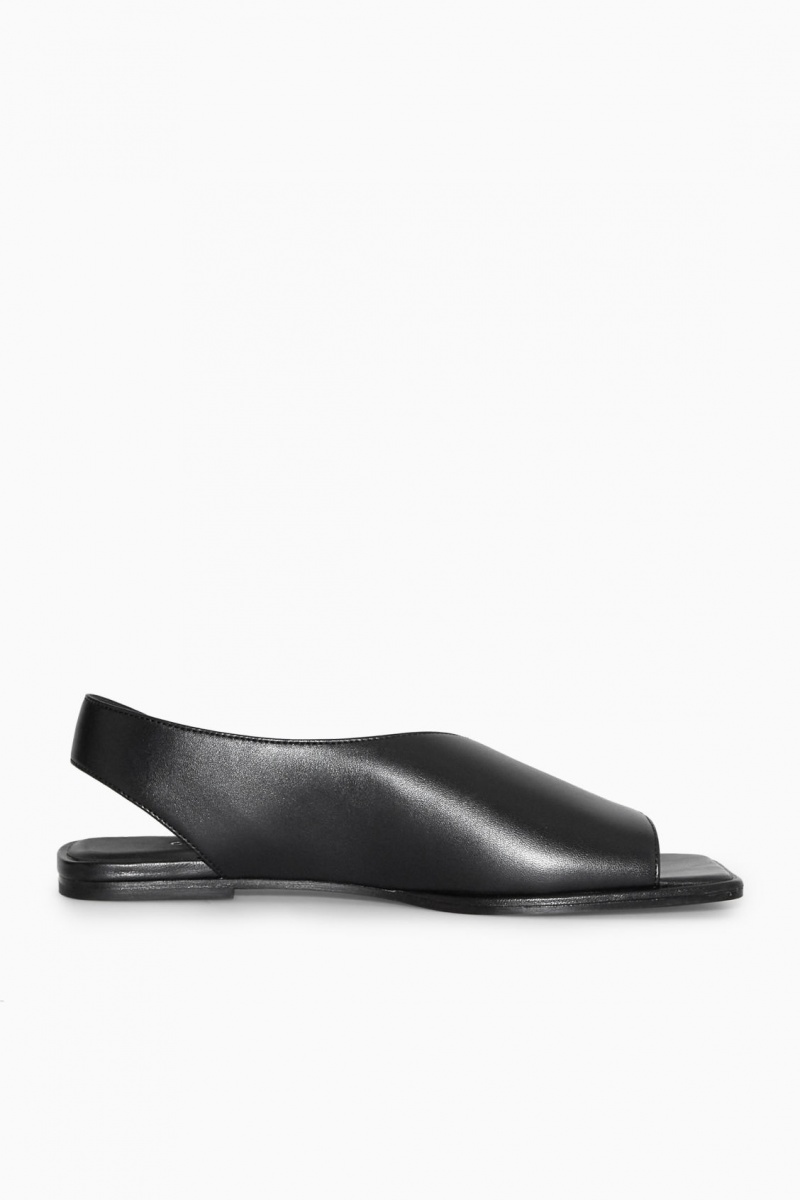 Women's COS Leather Slingback Sandals Black NZ-39SUYNKJI