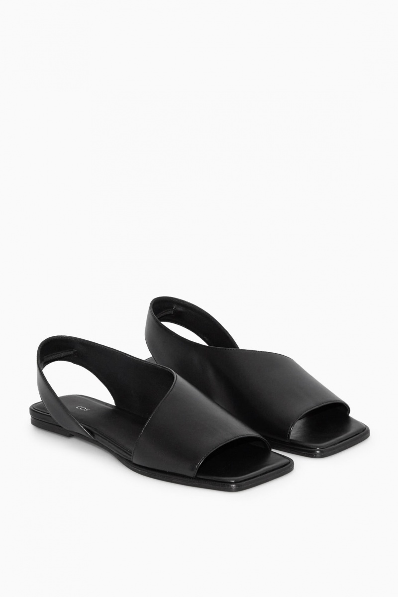 Women's COS Leather Slingback Sandals Black NZ-39SUYNKJI