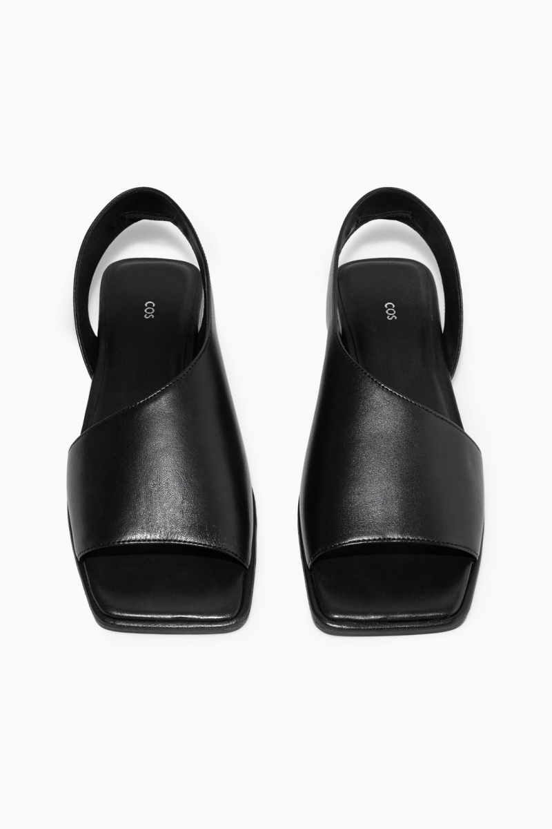 Women's COS Leather Slingback Sandals Black NZ-39SUYNKJI