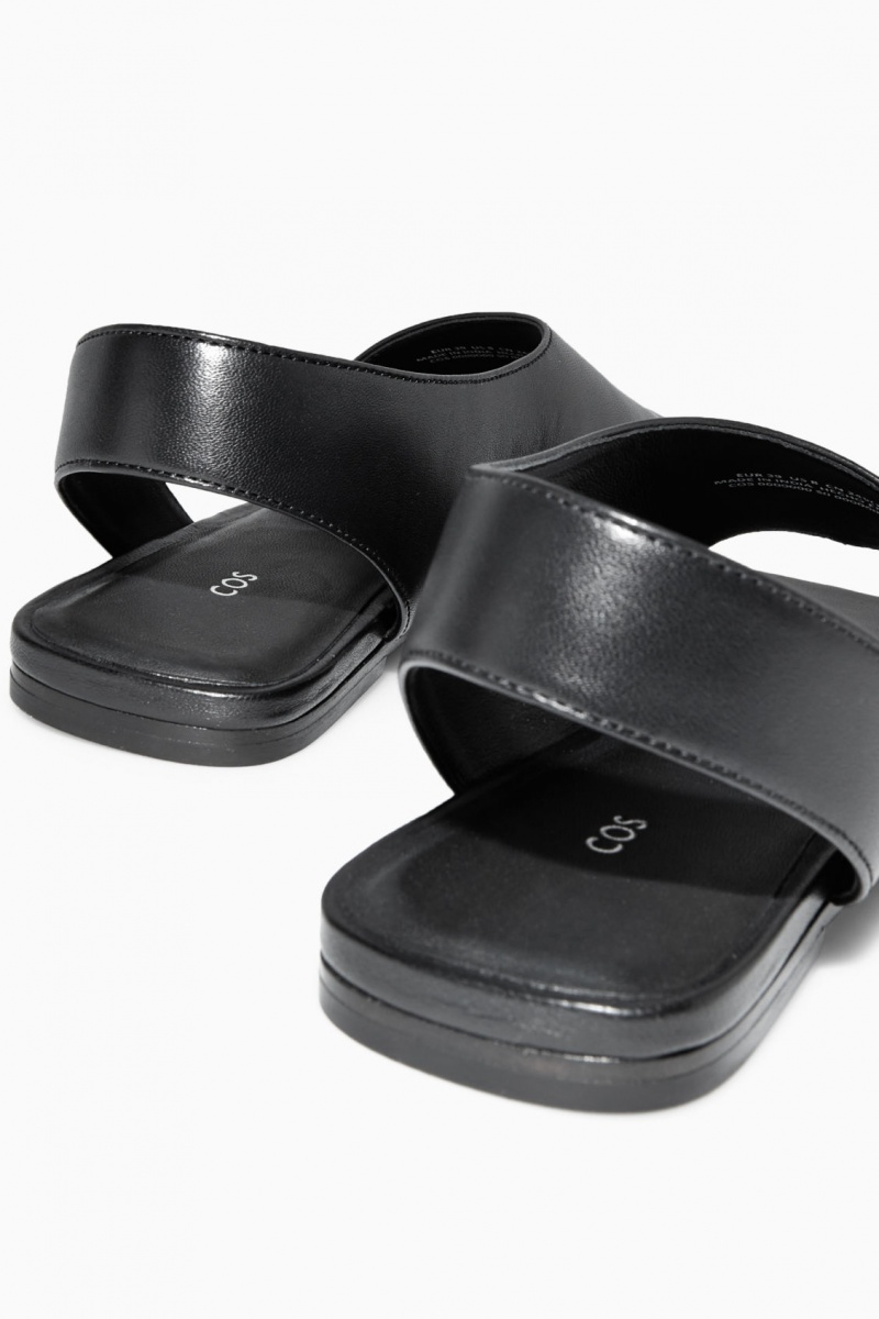 Women's COS Leather Slingback Sandals Black NZ-39SUYNKJI