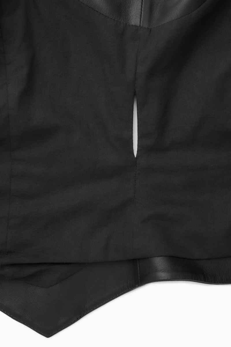 Women's COS Leather Wrap Tops Black NZ-37FWZYOLS