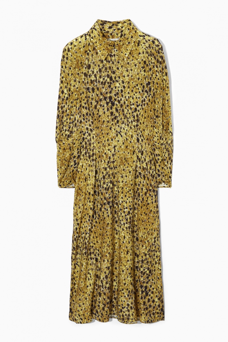 Women's COS Leopard-Print Midi Dress Yellow / Leopard NZ-04GRWVMQH