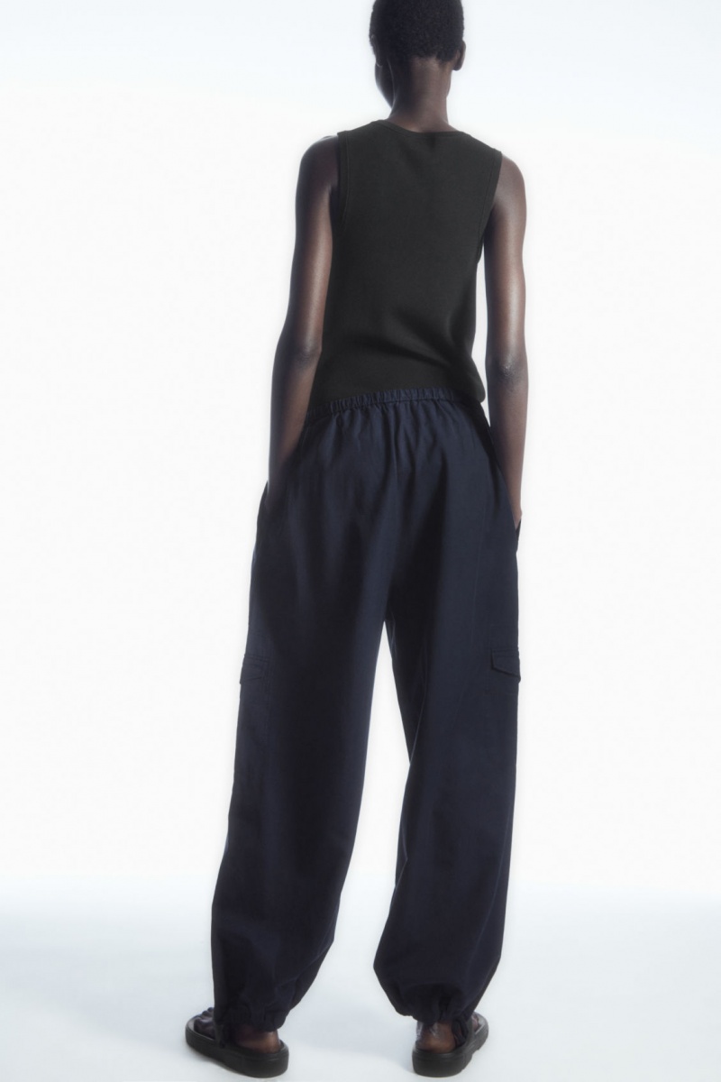 Women's COS Lightweight Drawstring Cargo Pants Navy NZ-37BAQZRFN