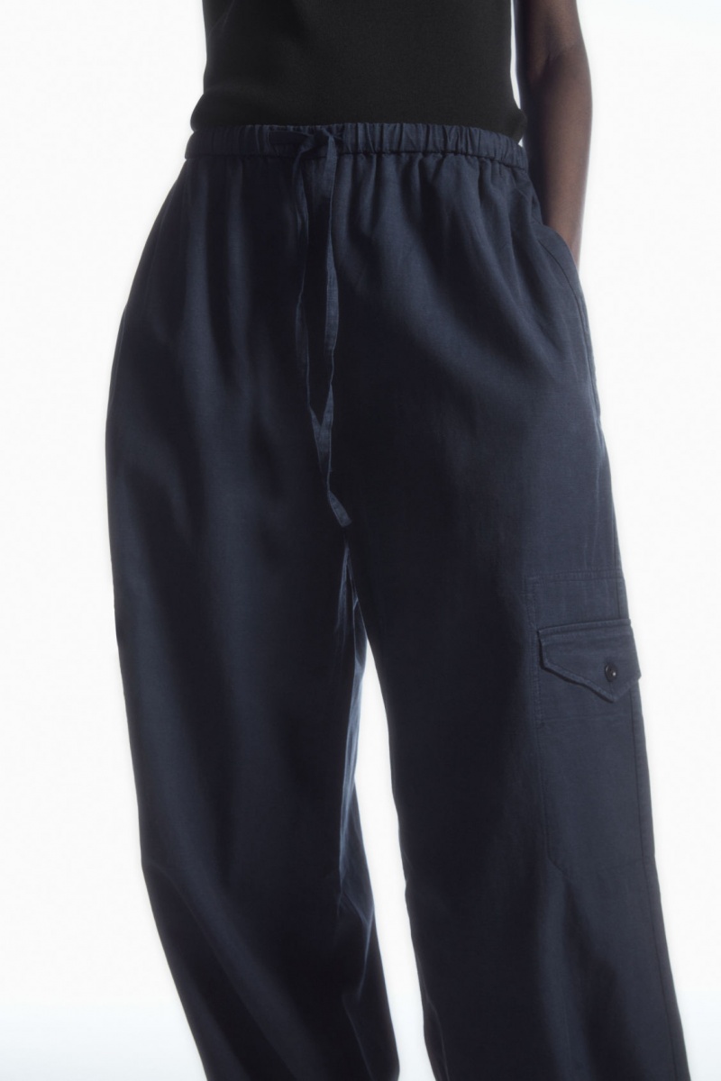Women's COS Lightweight Drawstring Cargo Pants Navy NZ-37BAQZRFN