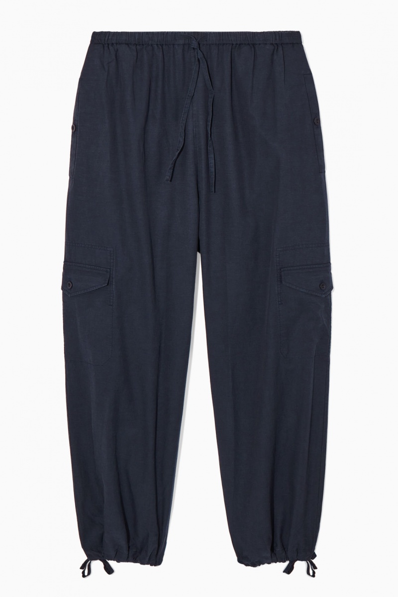 Women's COS Lightweight Drawstring Cargo Pants Navy NZ-37BAQZRFN