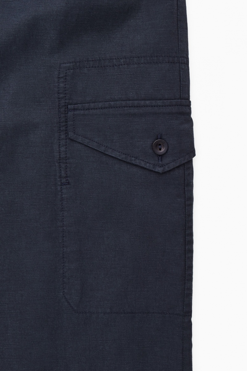 Women's COS Lightweight Drawstring Cargo Pants Navy NZ-37BAQZRFN