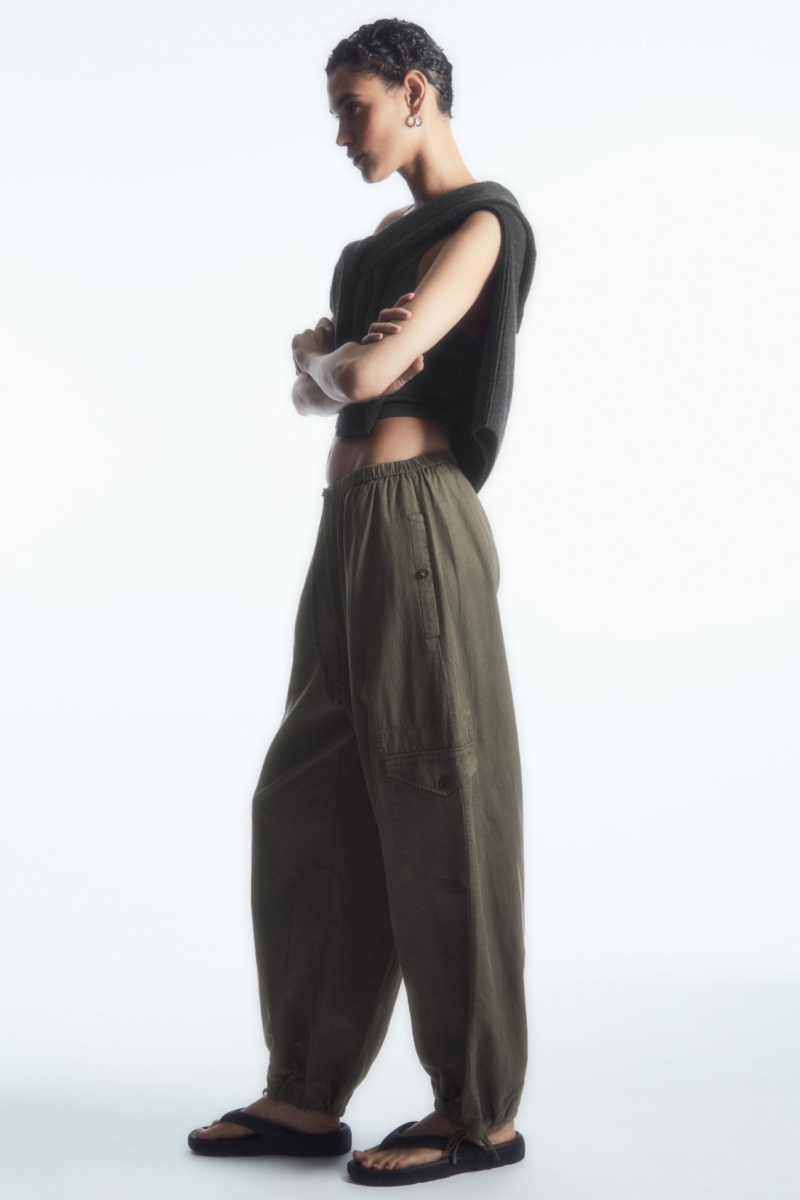 Women's COS Lightweight Drawstring Cargo Pants Light Brown NZ-94EPRMDCF