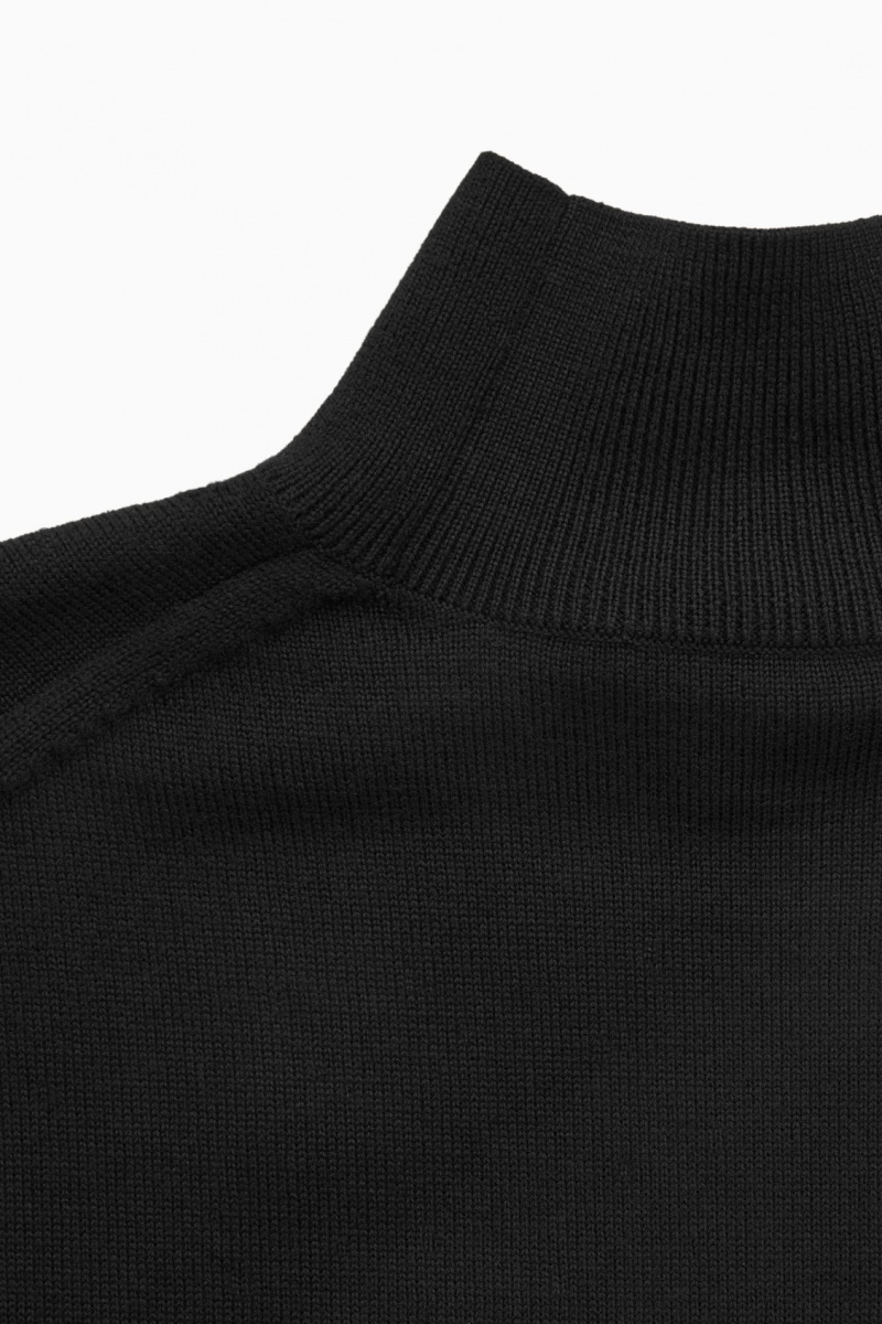 Women's COS Lightweight Merino-Wool Turtleneck Dress Black NZ-06ZDPMGEV