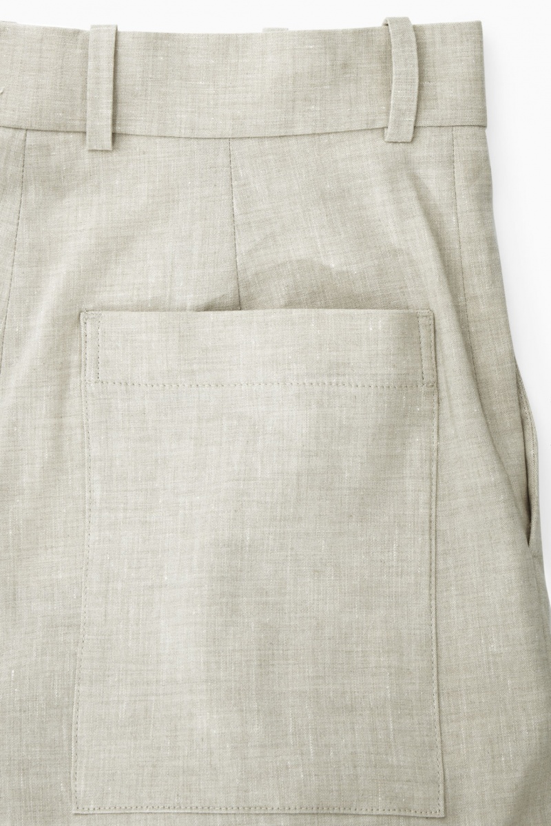 Women's COS Linen-Blend Wide-Leg Tailored Pants Beige NZ-64ANUXMZI