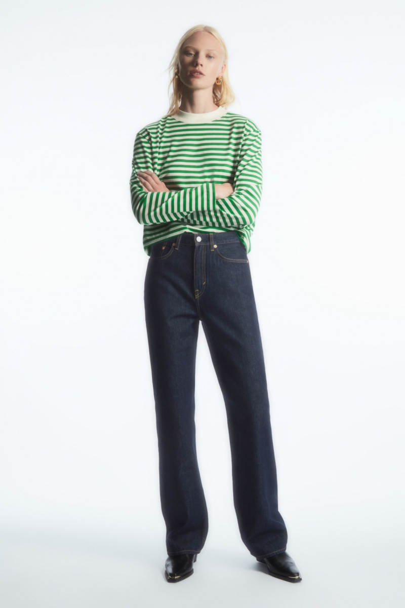 Women's COS Long-Sleeved Mock-Neck T-Shirt Green NZ-17MOUJHAE