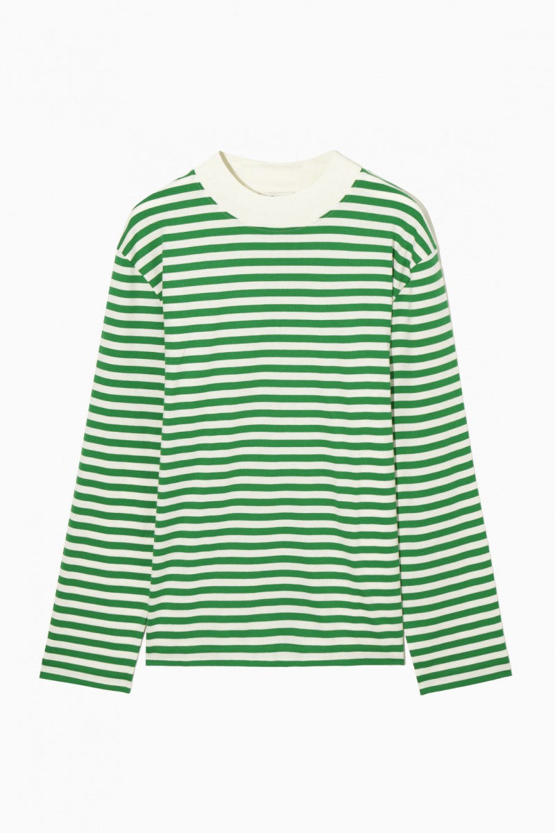 Women's COS Long-Sleeved Mock-Neck T-Shirt Green NZ-17MOUJHAE