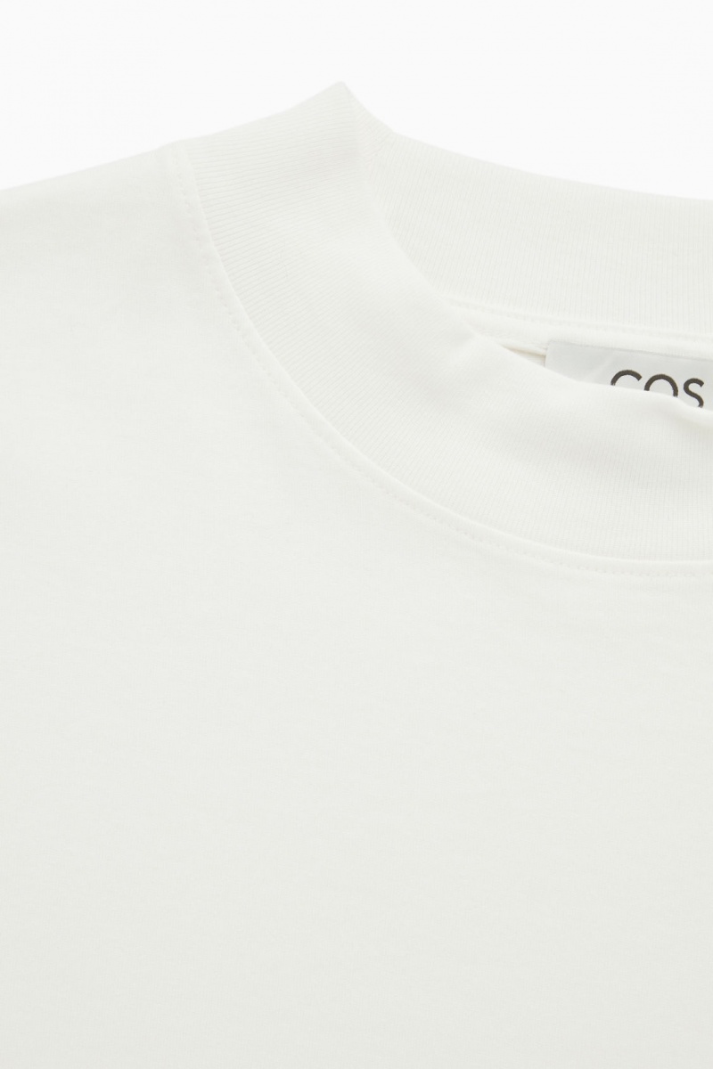 Women's COS Long-Sleeved Mock-Neck T-Shirt White NZ-52PFWHNML