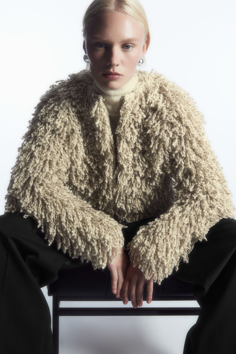 Women's COS Loop-Knit Wool Jackets Beige / White NZ-40IKLNEWO