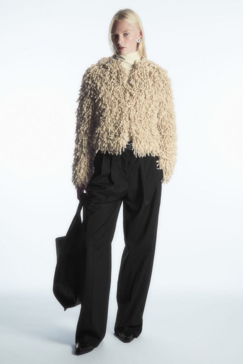 Women's COS Loop-Knit Wool Jackets Beige / White NZ-40IKLNEWO