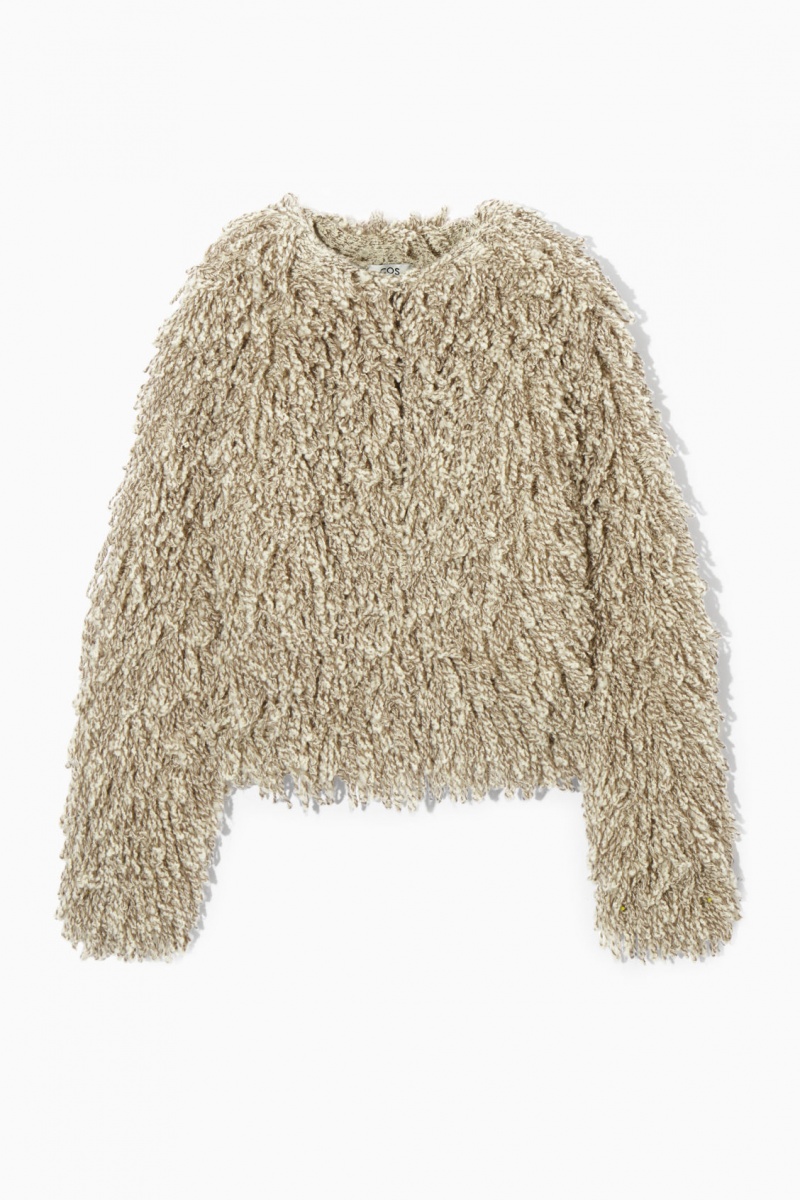 Women's COS Loop-Knit Wool Jackets Beige / White NZ-40IKLNEWO