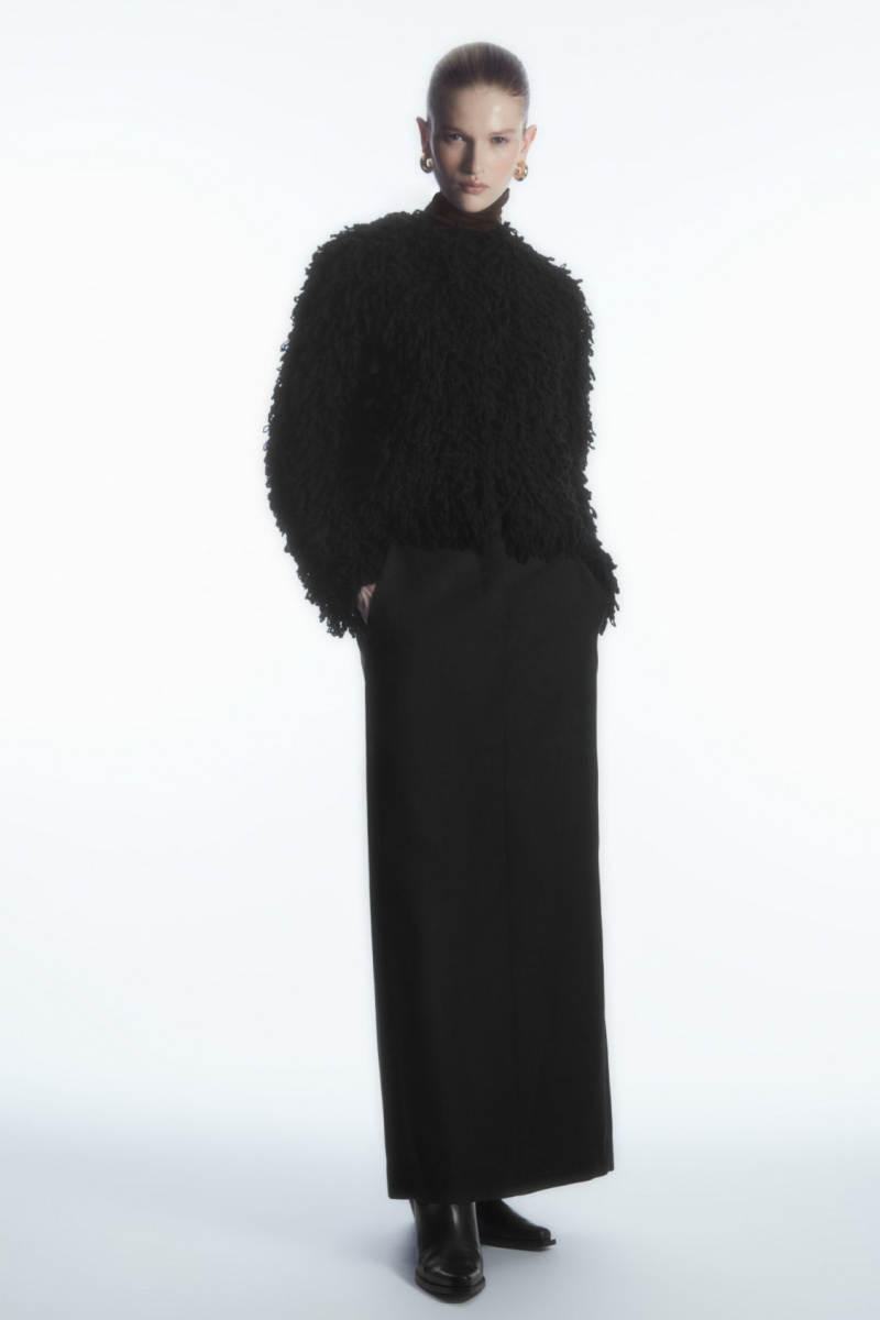 Women's COS Loop-Knit Wool Jackets Black NZ-18RDCASNZ