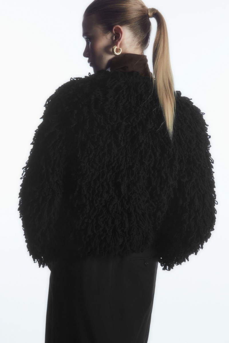 Women's COS Loop-Knit Wool Jackets Black NZ-18RDCASNZ