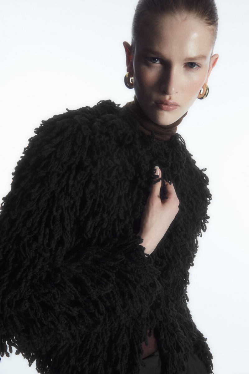 Women's COS Loop-Knit Wool Jackets Black NZ-18RDCASNZ