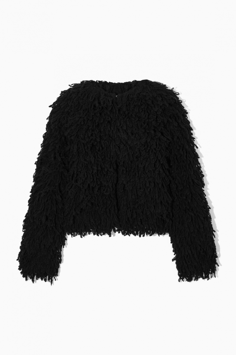 Women's COS Loop-Knit Wool Jackets Black NZ-18RDCASNZ