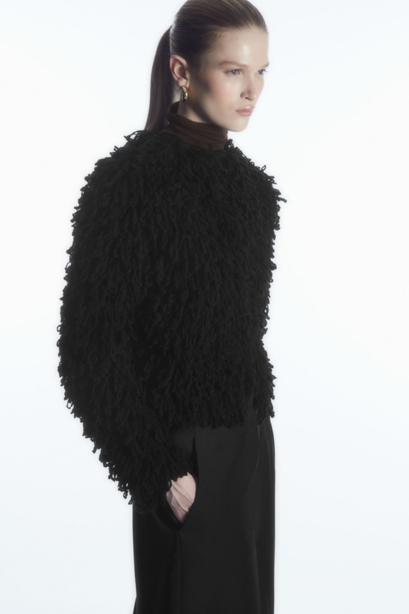 Women\'s COS Loop-Knit Wool Jackets Black NZ-18RDCASNZ