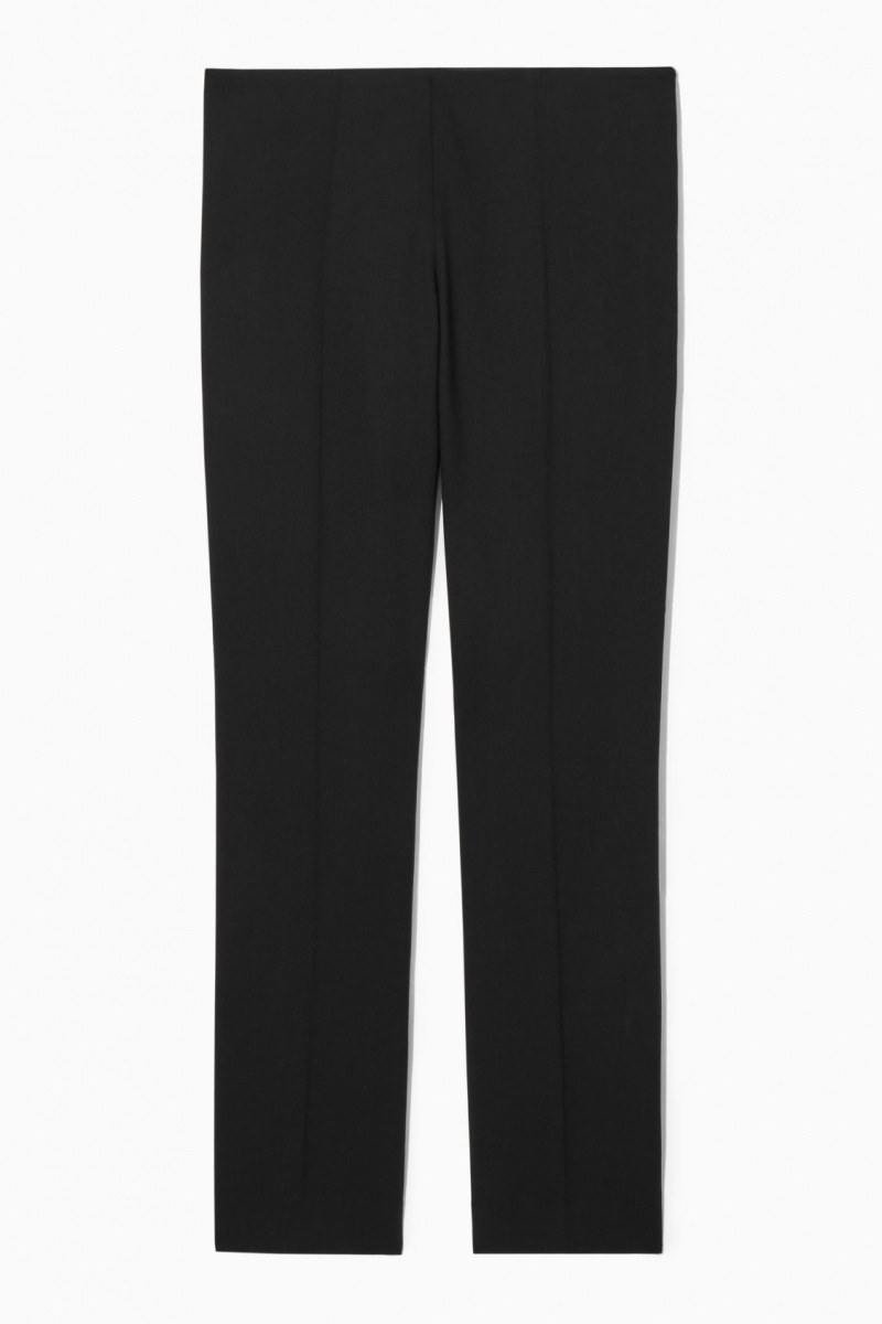 Women's COS Low-Rise Bootcut Wool-Crepe Pants Black NZ-21HUTYKDW