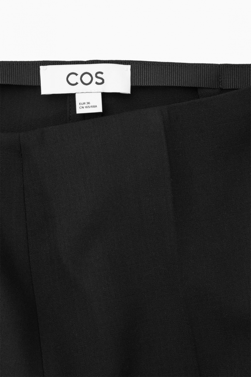 Women's COS Low-Rise Bootcut Wool-Crepe Pants Black NZ-21HUTYKDW