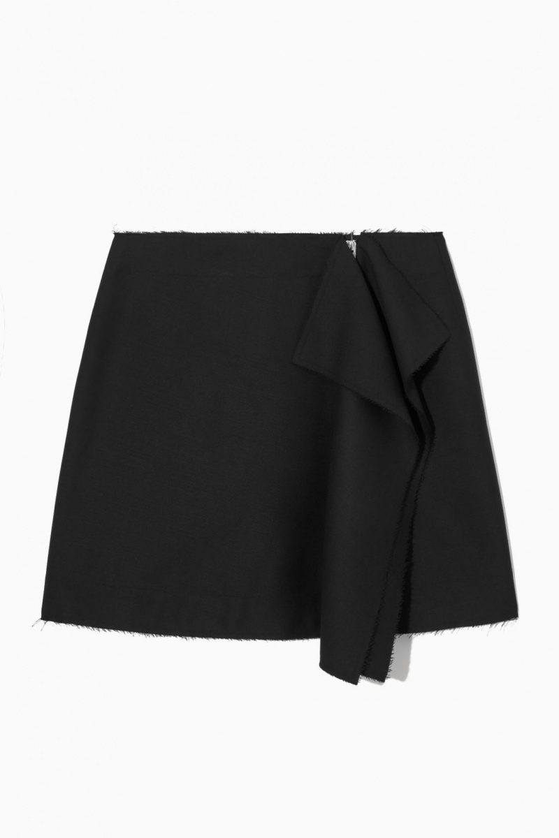 Women's COS Low-Rise Deconstructed Mini Skirt Black NZ-92VUBXMRH