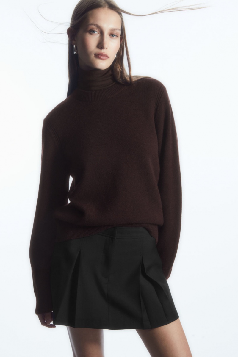 Women's COS Low-Rise Pleated Wool Mini Skirt Black NZ-35DEKIRPZ