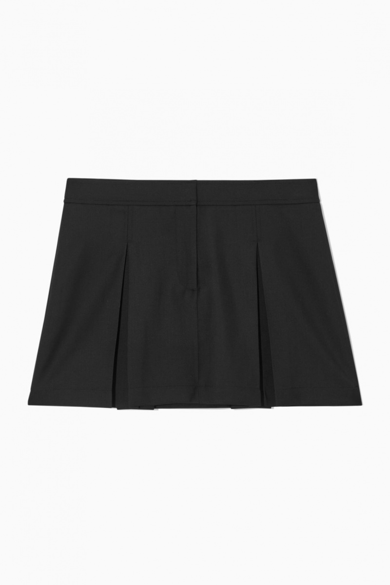 Women's COS Low-Rise Pleated Wool Mini Skirt Black NZ-35DEKIRPZ