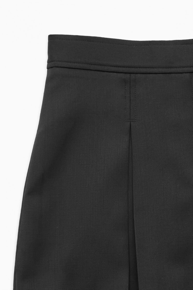 Women's COS Low-Rise Pleated Wool Mini Skirt Black NZ-35DEKIRPZ