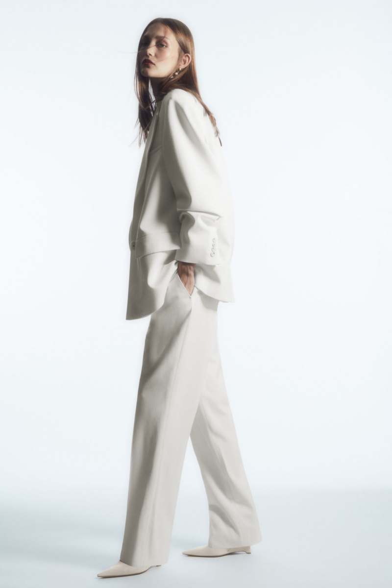 Women's COS Low-Rise Straight-Leg Crepe Pants White NZ-72QJRCFYH