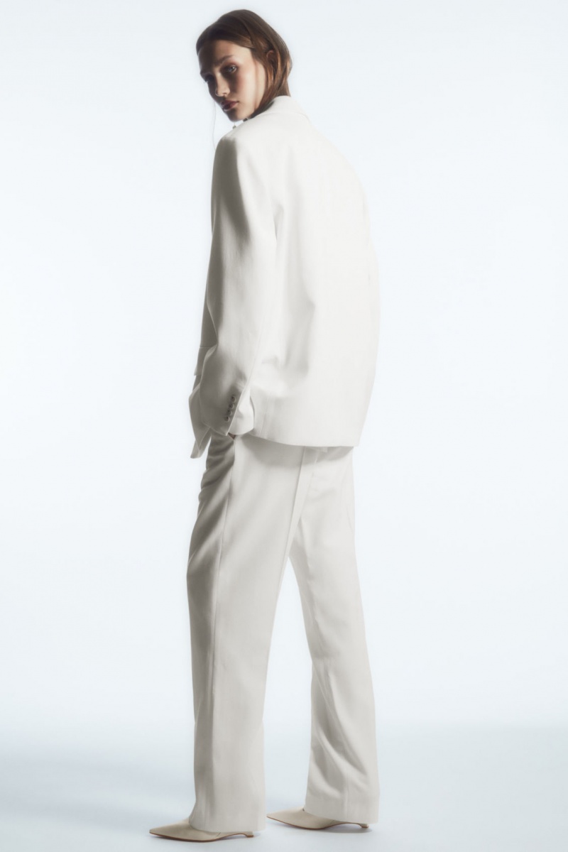 Women's COS Low-Rise Straight-Leg Crepe Pants White NZ-72QJRCFYH