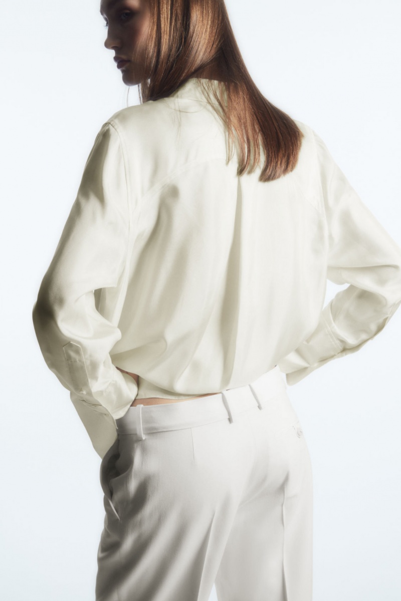 Women's COS Low-Rise Straight-Leg Crepe Pants White NZ-72QJRCFYH