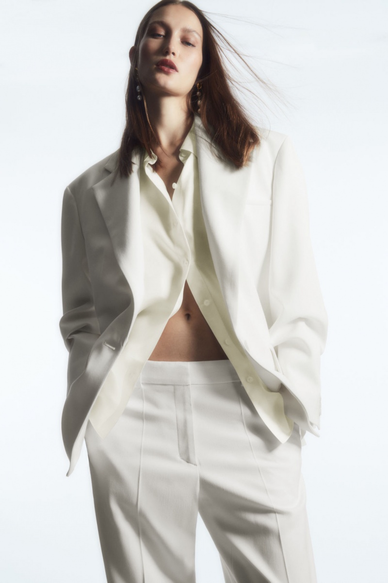 Women's COS Low-Rise Straight-Leg Crepe Pants White NZ-72QJRCFYH
