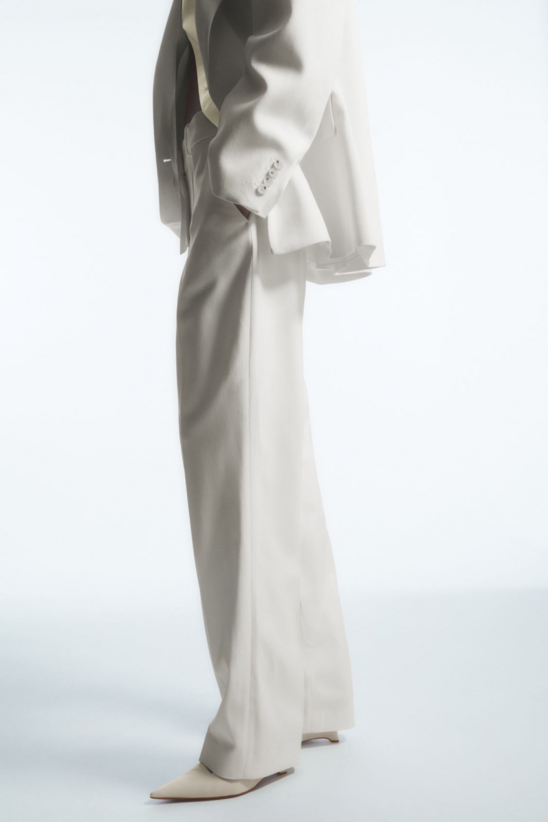 Women's COS Low-Rise Straight-Leg Crepe Pants White NZ-72QJRCFYH