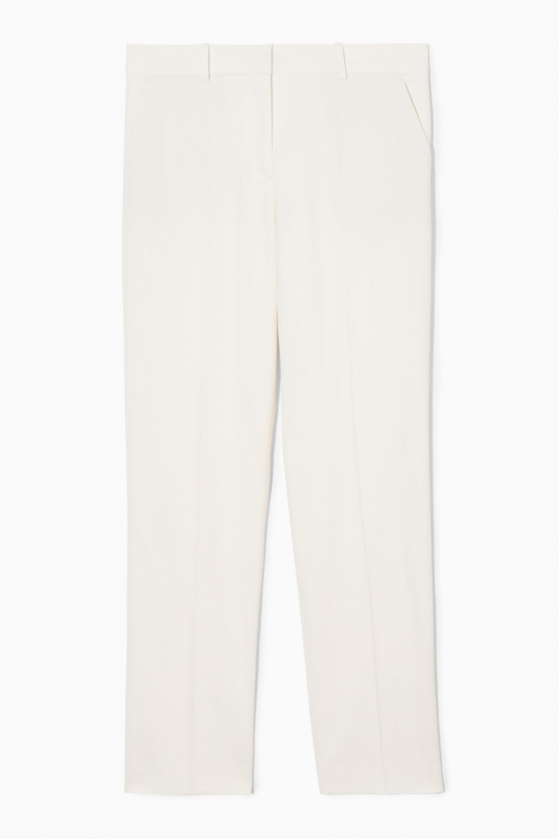Women's COS Low-Rise Straight-Leg Crepe Pants White NZ-72QJRCFYH